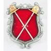 Foto de um(a) Brasão decorativo de toledo, da categoria de Outros objetos decorativos. BRASÃO DECORATIVO DE TOLEDO COM ESPADAS NÃO ORIGINAIS E FALTANDO BASE EM MADEIRA NA PARTE DE TRÁS. MEDE 21A X 17C. EM BOM... Vendido no marketplace Trésors.