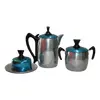Foto de um(a) Trio para café - Fulgor Luxo, da categoria de Conjuntos de café e chá. Trio para café em alumínio da manufatura FULGOR LUXO nas tonalidades azul e preto. Possui bule (17A x 16C de bico á alça),... Vendido no marketplace Trésors.