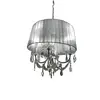Foto de um(a) Lustre de cristal para 4 lâmpadas, da categoria de Lustres. Lustre de cristal legítimo com cúpula em organza cor creme. Grande. Vendido no marketplace Trésors.