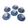 Foto de um(a) Jogo de café em porcelana "casca de ovo", da categoria de Xícaras. Lindo jogo de café de 6 xícaras e pires em porcelana japonesa azul e branca. Técnica artesanal conhecida como 'casca de... Vendido no marketplace Trésors.