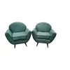 Foto de um(a) Par poltronas em veludo verde - Durma e Usa, da categoria de Poltronas. Par de poltrona anos 50 Durma & Usa, estrutura em madeira ebanizada e estofado de veludo verde com molas ainda... Vendido no marketplace Trésors.