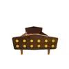 Foto de um(a) Cama Solteiro Vintage Anos 60, da categoria de Camas. Cama de solteiro em imbuia maciça com detalhes em plavinil amarelo com textura que imita o couro, estado original.... Vendido no marketplace Trésors.