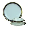 Foto de um(a) Trio de chá porcelana Real, da categoria de Xícaras. Trio em porcelana branca para chá da renomada marca REAL / S PAULO / MADE IN BRAZIL, com barrado em farta douração e faixa... Vendido no marketplace Trésors.