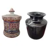 Foto de um(a) Raro potiche em porcelana + pote decorativo, da categoria de Garrafas, potes e jarros. Antigo potiche Ceramarte com tampa, em porcelana pintado à mão, com ricos detalhes em relevo. A pintura mostra a história de... Vendido no marketplace Trésors.