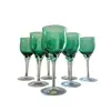 Foto de um(a) Conjunto com 06 taças verdes em cristal Bohemia década de 1960, da categoria de Jogos de taças e copos. Lindo conjunto com 06 taças para vinho tinto em fino cristal da Bohemia cor verde esmeralda com haste em desenho... Vendido no marketplace Trésors.