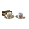 Foto de um(a) Dupla de xícaras, da categoria de Xícaras. Dupla de xícaras de cafezinho em porcelana, Steatita. 5 cm de altura. Pires: 10,5 cm de diâmetro. Vendido no marketplace Trésors.