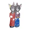 Foto de um(a) Casal de gatos de Bali esculpidos em madeira, da categoria de Modelos e estatuetas. Essa estátua de casal de gatos é uma peça de artesanato decorativa, esculpida em madeira e pintada à mão. Essas peças são... Vendido no marketplace Trésors.