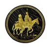 Foto de um(a) Antigo Porta Cartões Dom Quixote Ouro Toledo Damasquinado, da categoria de Pratos Decorativos. Ouro Toledo, Damasquinado. Antigo e lindo pratinho, porta cartões em metal com decoração em relevo de Don Quixote e Sancho... Vendido no marketplace Trésors.