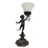 Foto de um(a) Luminária Querubim, Década de 1970, da categoria de Abajures. Luminária querubim em alumínio fundido com pátina bronze, cúpula em opalina e pingentes em cristal facetado, década de 1970.... Vendido no marketplace Trésors.