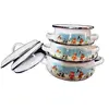 Foto de um(a) Panelinhas Esmaltadas Infantil, Década de 1990, da categoria de Panelas. Combo de panelas esmaltadas, alças e tampa com borda de inox. Desenho infantil com família de ursinhos em ambos os lados da... Vendido no marketplace Trésors.