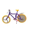 Foto de um(a) Mini Bicicleta Barbie Anos 90, da categoria de Móveis e miniaturas para bonecas. Miniatura de bicicleta em plástico com pneus em borracha amarela com garradeiras. Sem marca do fabricante, década de 1990,... Vendido no marketplace Trésors.