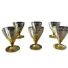 Foto de um(a) Antigo Conjunto Com 6 Cálices Venezianos Cristal Amarelo, da categoria de Taças. Conjunto com 6 cálices venezianos em delicado cristal soufflé gomado, no tom amarelo. Impecáveis. Altura 8,5cm. Vendido no marketplace Trésors.