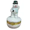 Foto de um(a) Porta Jóias Snow Anos 90, da categoria de Porta-Jóias. Porta jóias boneco de neve em porcelana com fecho em latão, década de 1990 A: 10 cm A do porta joias: 3,5 cm Diâmetro 5,5... Vendido no marketplace Trésors.