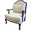 Foto de um(a) Poltrona Inglesa Branca, da categoria de Poltronas. Poltronas Inglesas Branca, estofado em linha, pintura preta fosca. Vendido no marketplace Trésors.
