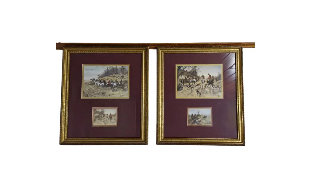 Foto de um(a) Elegante par de quadros no melhor estilo inglês, da categoria de Impressões. Belo e elegante par de quadros de estética clássica e aristocrática, reproduzindo obras do artista George Wright, capturando... Vendido no marketplace Trésors.