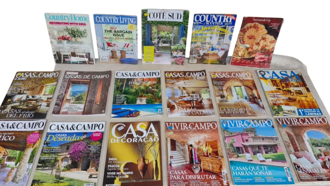 Foto de um(a) Coleção especial de revistas de decoração e arquitetura, da categoria de Revistas. Coleção de revistas com tema de casas de campo, estilo rústico e mediterrâneo, com ideias e belíssimas inspirações em... Vendido no marketplace Trésors.