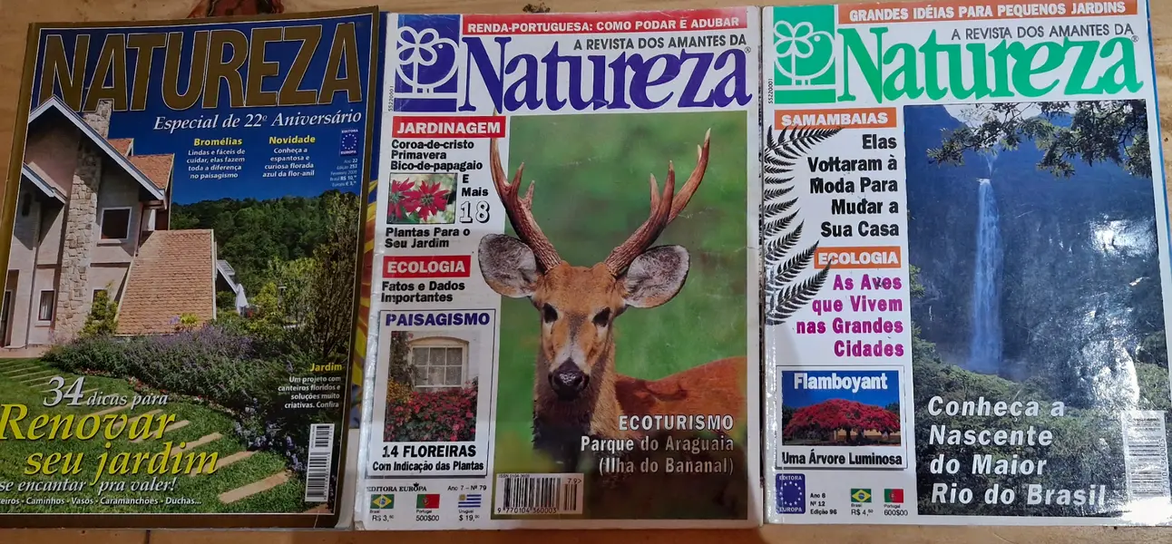 Foto de um(a) 15 Raras edições da revista natureza com amplo conteúdo, da categoria de Revistas. 15 Revistas Natureza, a melhor revista brasileira de jardinagem e paisagismo, contendo informações preciosas para jardim!. Mostrado de uma perspectiva diferente. Vendido no marketplace Trésors.