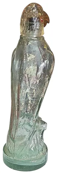 Foto de um(a) Antiga Garrafa de Licor Skoda em Vidro – Papagaio (Anos 50), da categoria de Garrafas. Rara e charmosa garrafa colecionável da Indústria Skoda, datada da década de 1950. A peça apresenta um design escultórico... Mostrado de uma perspectiva diferente. Vendido no marketplace Trésors.