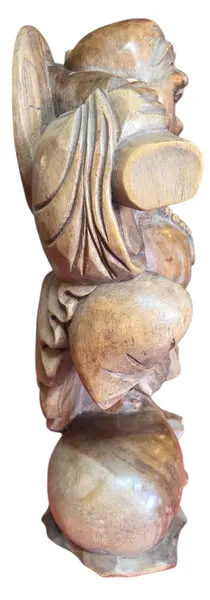 Foto de um(a) Escultura Buda em Madeira Maciça Esculpida à Mão, da categoria de Escultura. Linda peça decorativa entalhada em um único bloco de madeira maciça. Apresenta veios naturais e acabamento primoroso que... Mostrado de uma perspectiva diferente. Vendido no marketplace Trésors.