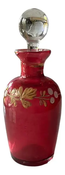 Foto de um(a) Antigo Perfumeiro De Coleção Em Vidro Veneziano Vermelho, da categoria de Garrafas, potes e jarros. Antigo perfumeiro de coleção em vidro veneziano pintado à mão. Uma beleza do início do século XX.Altura 9cm. Vendido no marketplace Trésors.