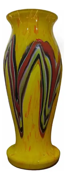 Foto de um(a) Antigo Vaso Jarro Murano Italiano Pâte De Verre Art Deco, da categoria de Vasos. ~ Pâte de Verre ~Antigo e icônico vaso artístico em Murano amarelo com rajados, trabalho manual com lindo brilho natural, as... Vendido no marketplace Trésors.
