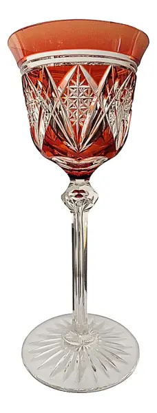 Foto de um(a) Taça em cristal vermelho lapidado 19cm, da categoria de Taças. Taça de Cristal Lapidado Estilo Val Saint Lambert Taça de Vinho Cristal Overlay Lapidado - Estilo Val Saint Lambert -... Vendido no marketplace Trésors.