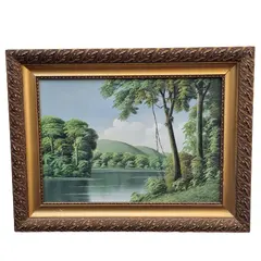 Foto de um(a) Pintura Óleo Sobre Tela de Jansen Filho de Lago, da categoria de Pinturas. Óleo sobre tela - Jansen Filho - moldura de madeira representando natureza. Vendido no marketplace Trésors.