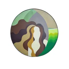Foto de um(a) Pintura de busto de mulher - abstrato - Suzana Lobo, da categoria de Pinturas. Suzana Lobo (1944). Acrílica sobre tela. 77cm diâmetro. Apresenta pontos com fungo. Vendido no marketplace Trésors.