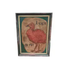 Foto de um(a) Pintura Ave - Tânia Leão, da categoria de Pinturas. Pintura Tânia Leão, com moldura, retratando uma ave. Dimensões: Altura 68cm x largura 61cm x profundidade 4cm. Vendido no marketplace Trésors.