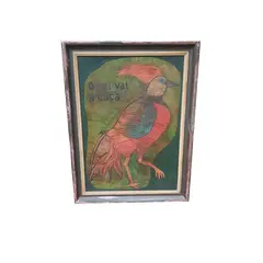 Foto de um(a) Pintura Tânia Leão, da categoria de Pinturas. Pintura de ave Tânia Leão com moldura. Dimensões: Altura 68cm x largura 61cm x profundidade 4cm. Vendido no marketplace Trésors.