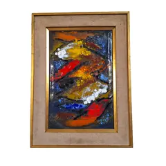 Foto de um(a) Quadro abstrato de lata obra de arte esmaltada tinta à fogo - 65 x 48 cm, da categoria de Pinturas. Quadro abstrato de lata obra de arte esmaltada tinta à fogo. Vendido no marketplace Trésors.