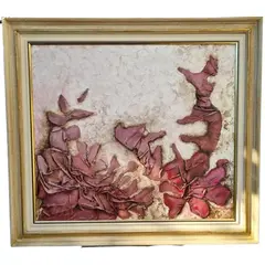 Foto de um(a) Quadro Suzana Lobo 1996 - Flores em relevo, da categoria de Pinturas. Quadro Suzana Lobo, 1996 - Flores em relevo. Mede 70x80cm e 90x100cm com moldura. Vendido no marketplace Trésors.
