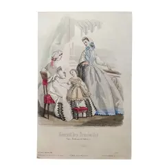 Foto de um(a) Gravura século XIX pintada à mão - Journal Des Demoiselles VII, da categoria de Impressões. Antiga Gravura em Prensa e Pintada à Mão. Compêndio da publicidade francesa de moda "Journal Des Demoiselles", Século XIX... Vendido no marketplace Trésors.