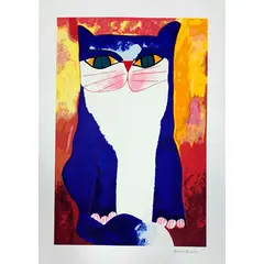 Foto de um(a) Gato Azul e branco sentado (70 x 50 cm) (PM) - Aldemir Martins, da categoria de Serigrafia. Serigrafia original póstuma do artista Aldemir Martins. Dimensões: Altura: 70 cm Largura: 50 cm Breve biografia do artista:... Vendido no marketplace Trésors.