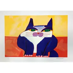 Foto de um(a) Gato H Azul Amarelo Vermelho 50x70cm (PM) - Aldemir Martins, da categoria de Serigrafia. Serigrafia original póstuma do artista Aldemir Martins. Dimensões: Altura: 50 cm Largura: 70 cm Breve biografia do artista:... Vendido no marketplace Trésors.