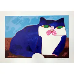 Foto de um(a) Gato Azul 50 x 70 cm (PM) - Aldemir Martins, da categoria de Serigrafia. Serigrafia original póstuma do artista Aldemir Martins. Dimensões: Altura: 50 cm Largura: 70 cm Breve biografia do artista:... Vendido no marketplace Trésors.