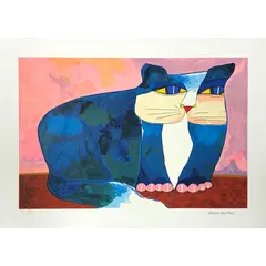 Foto de um(a) Gato Azul Rosa (50 x 70 cm ) PM - Aldemir Martins, da categoria de Serigrafia. Serigrafia original póstuma do artista Aldemir Martins. Dimensões: Altura: 50 cm Largura: 70 cm Breve biografia do artista:... Vendido no marketplace Trésors.