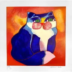 Foto de um(a) Gato Azul fundo vermelho 50 x 50 cm (PM) - Aldemir Martins, da categoria de Serigrafia. Serigrafia original póstuma do artista Aldemir Martins. Dimensões: Altura: 50 cm Largura: 50 cm Breve biografia do artista:... Vendido no marketplace Trésors.