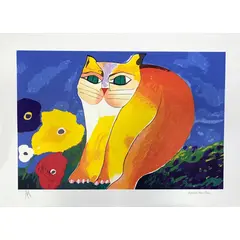 Foto de um(a) Gato laranja e amarelo 50 x 70 cm (PM) - Aldemir Martins, da categoria de Serigrafia. Serigrafia original póstuma do artista Aldemir Martins. Dimensões: Altura: 50 cm Largura: 70 cm Breve biografia do artista:... Vendido no marketplace Trésors.