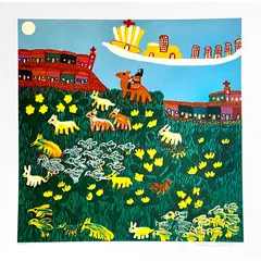 Foto de um(a) SONHO BAIXO 70 x 70 cm - Antonio Poteiro, da categoria de Serigrafia. Serigrafia original póstuma do artista Antonio Poteiro. Dimensões: Altura: 70 cm Largura: 70 cm Breve biografia do artista:... Vendido no marketplace Trésors.