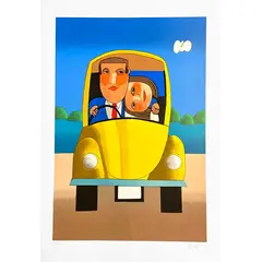 Foto de um(a) CASAL NO FUSCA AMARELO (70 X 50 CM) - Inos Corradin, da categoria de Serigrafia. Serigrafia original póstuma do artista Inos Corradin. Dimensões: Altura: 70 cm Largura: 50 cm Breve biografia do artista:... Vendido no marketplace Trésors.