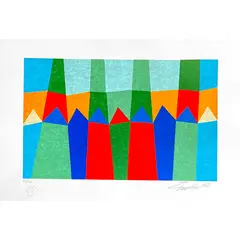 Foto de um(a) COMPOSIÇÃO BANDEIRINHAS COLORIDAS 35 X 50 CM - ZiFacella, da categoria de Serigrafia. Serigrafia original póstuma do artista ZiFacella. Dimensões: Altura: 35 cm Largura: 50 cm Breve biografia do artista:... Vendido no marketplace Trésors.