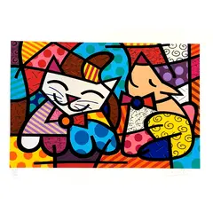 Foto de um(a) HAPPY CAT & SNOB DOG - Romero Britto, da categoria de Serigrafia. Serigrafia original póstuma do artista Romero Britto. Dimensões: Altura: 50 cm Largura: 70 cm Breve biografia do artista:... Vendido no marketplace Trésors.
