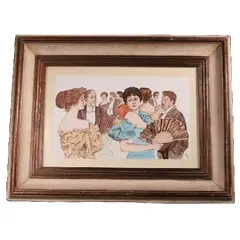 Foto de um(a) Quadro em porcelana NARA 1989, da categoria de Pinturas. Placa em porcelana assinada Nara e datada 1989. A pintura representa uma cena palaciana, com pessoas trajadas para festa. É... Vendido no marketplace Trésors.