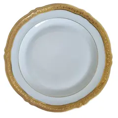 Foto de um(a) Prato De Sobremesa Em Porcelana Branca E Dourada Limoges, da categoria de Pratos. Limoges, Savary "Incrustação de douração dupla polida com ágata".Prato de sobremesa em porcelana branca com desenho... Vendido no marketplace Trésors.