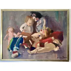 Foto de um(a) Gino Bruno (1899-1977) "Criança Brincando",OST,ACID,60x80, da categoria de Pinturas. Gino Bruno (1899-1977) "Criança Brincando",OST,ACID,60x80,emoldurado. Vendido no marketplace Trésors.