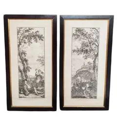 Foto de um(a) Par Grandes Gravuras Por Wagner / Zuccarelli, Itália Xviii, da categoria de Desenhos. Par de Grandes e Antigas Gravuras Italianas em Água Forte, Século XVIII (circa 1760). Obras publicadas em Veneza pelo famoso... Vendido no marketplace Trésors.
