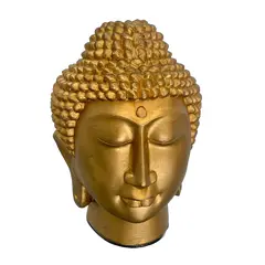 Foto de um(a) Cabeça de Buda em gesso com folha de ouro aplicada, da categoria de Escultura. Clássica cabeça de Buda em gesso com folha de ouro aplicada tendo 22A x 15L x 15P. Vendido no marketplace Trésors.