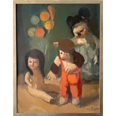 Foto de um(a) Gino Bruno (1899-1977) "Crianças",OST,ACID,70x50, da categoria de Pinturas. Gino Bruno (1899-1977) "Crianças",OST,ACID,70x50,emoldurado. Vendido no marketplace Trésors.