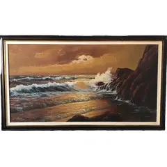 Foto de um(a) Pintura de cena praiana Popovich 166 x 97 cm, da categoria de Pinturas. Pintura de cena praiana Popovich 166 x 97 cm. Vendido no marketplace Trésors.